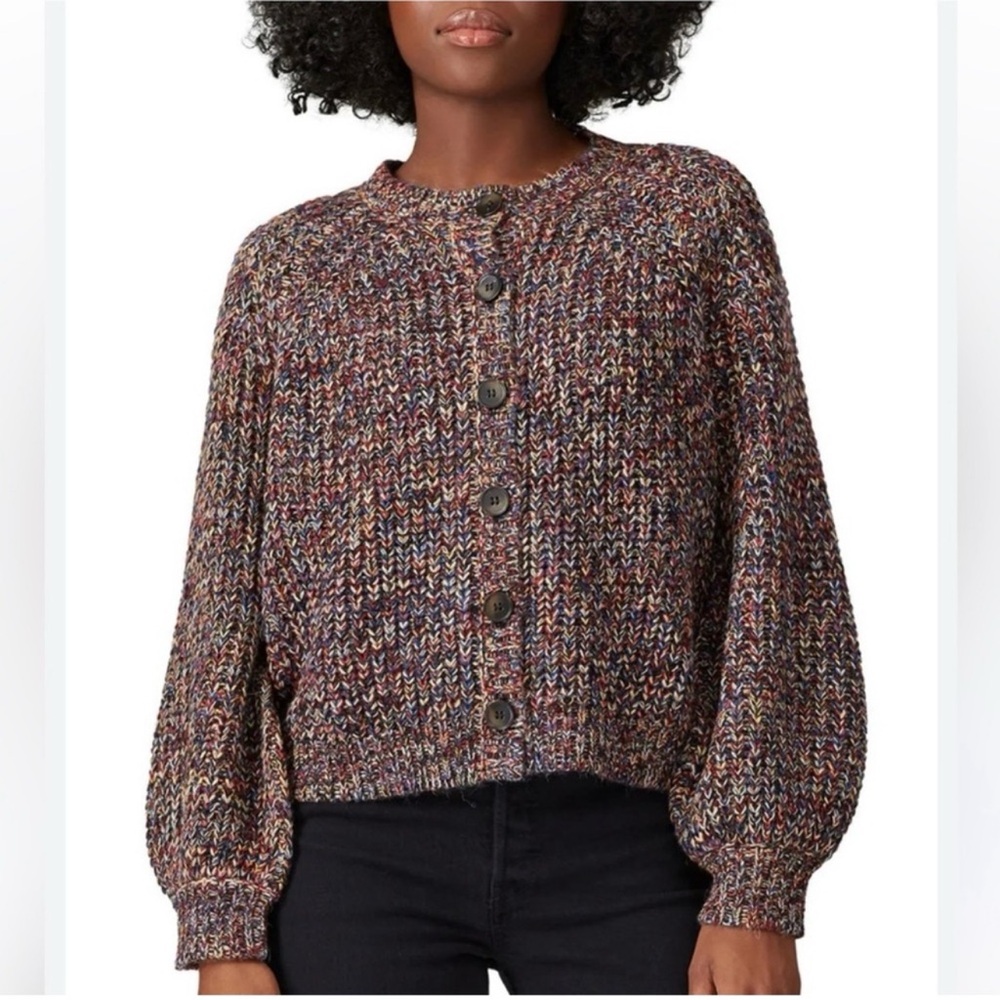 THE GREAT. The Sophomore Raglan Balloon Sleeve Chunky Knit Cardigan